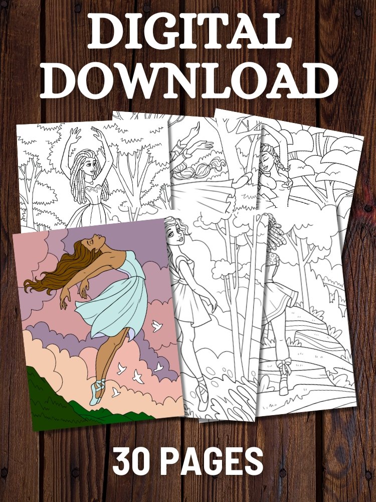 Ballerinas in Nature Printable Coloring Pages for Kids product image (1)