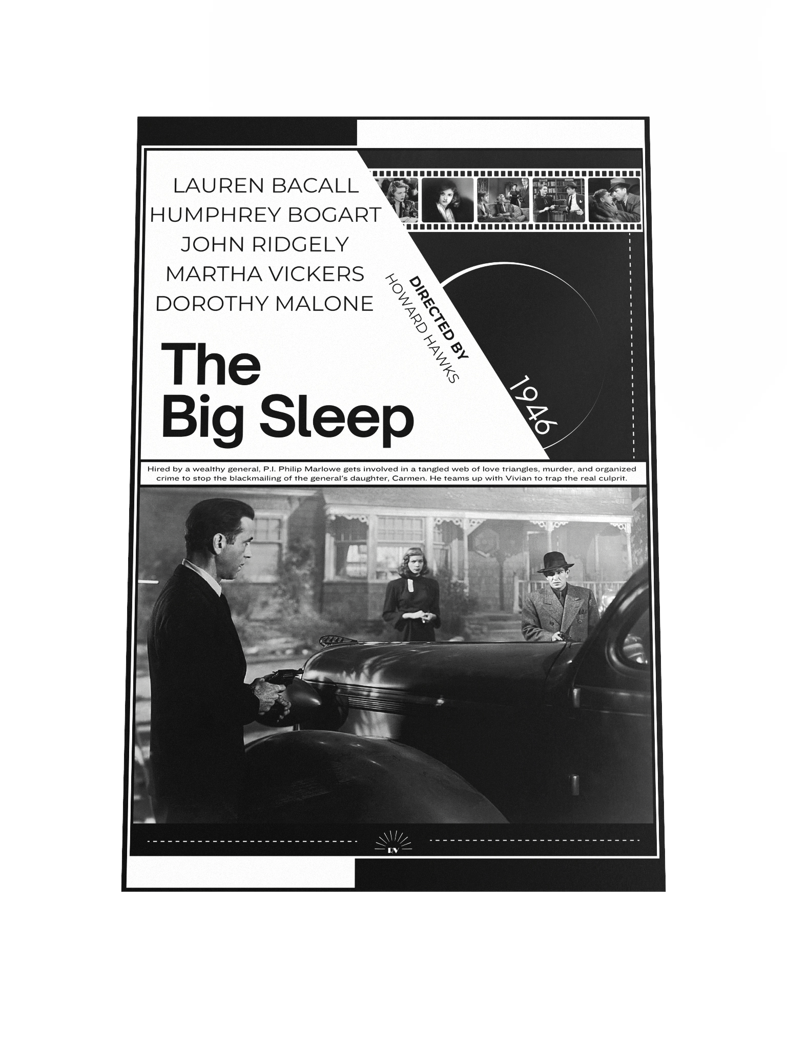 The Big Sleep with Humphrey Bogart and Lauren Bacall 1946 | Movie Poster | 12x18 Wall Art product image (1)