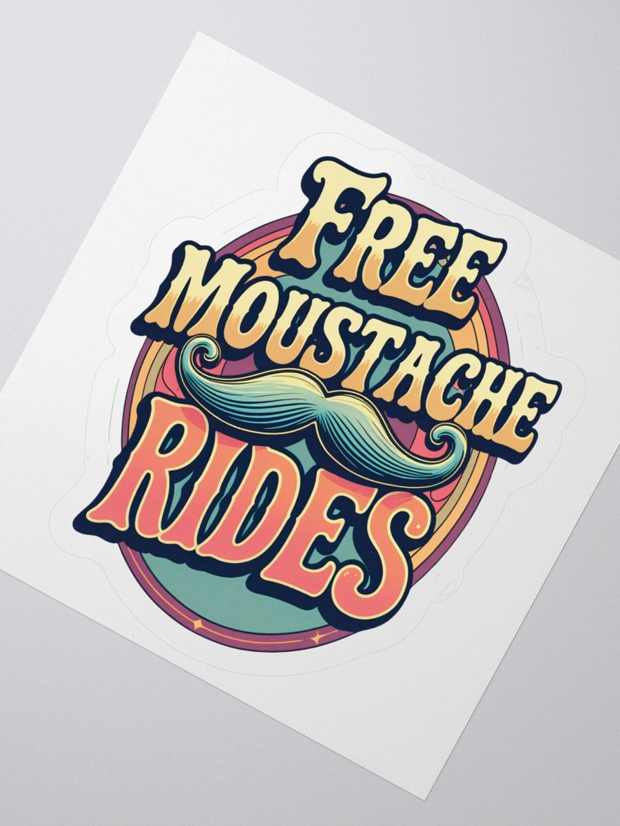 Retro 'Free Moustache Rides' Sticker product image (5)