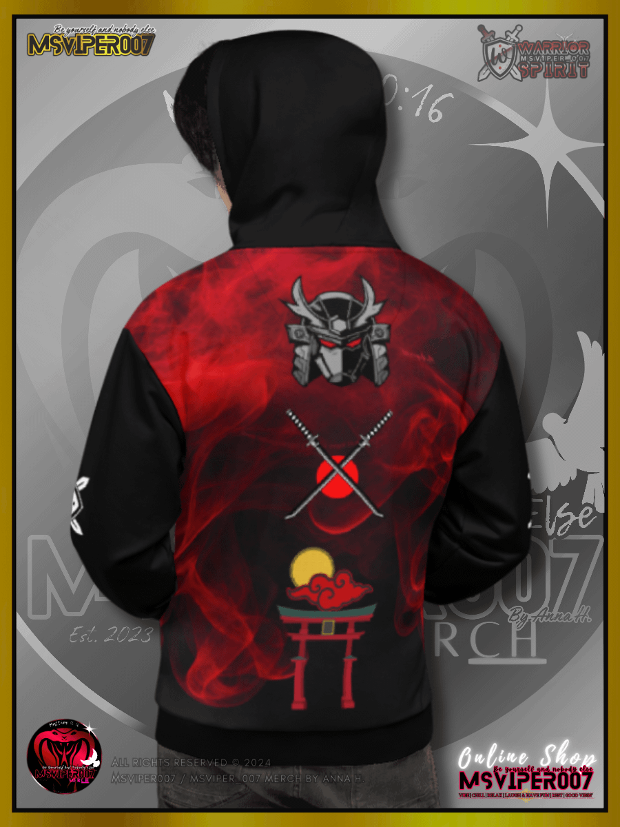 Hoodie - MsViper007's "Warrior Spirit" (crimson /V2/) [AOP] - Cozy Hoodie By Anna H. product image (9)