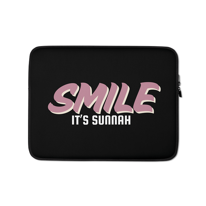 Black "Smile It's Sunnah" Laptop Sleeve in Dusty Rose product image (1)