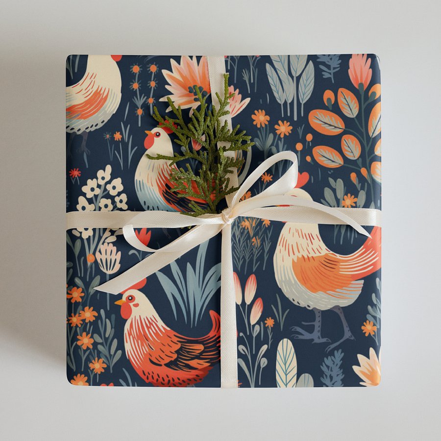 Floral Illustration Chicken Wrapping Paper Sheet SET product image (4)