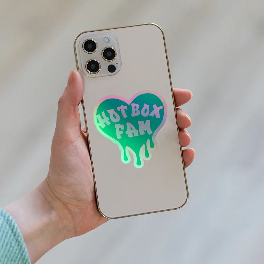 HOT BOX FAM TRANSPARENT SEAFOAM GREEN LOGO STICKER product image (8)