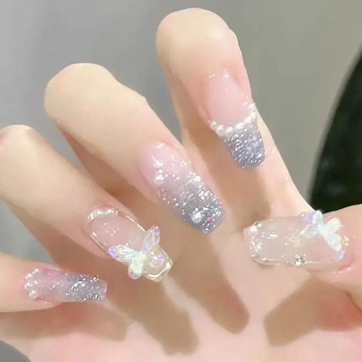 Long Ballerina Fake Nails Butterfly Nail Tips New False Nails Women Girls product image (1)