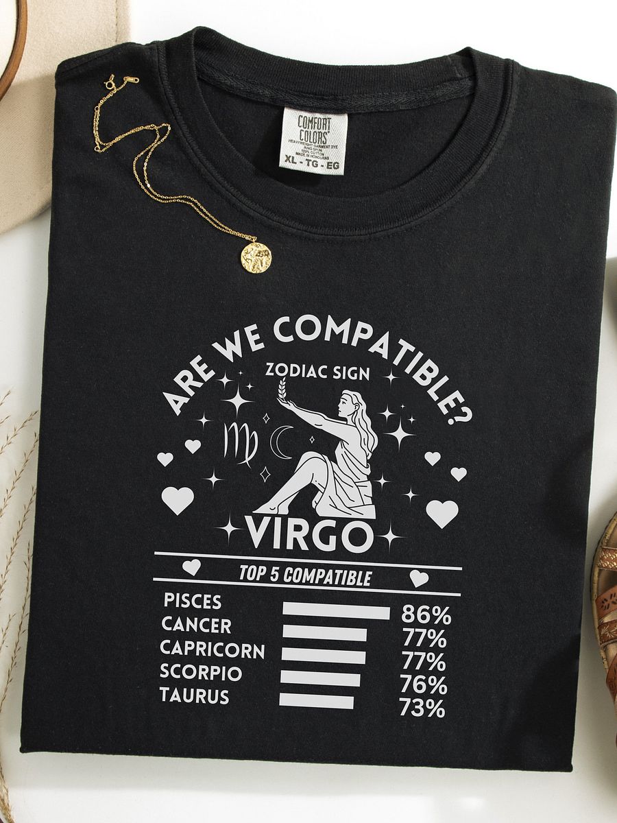 Virgo Zodiac Sign Romantic Compatibility T-Shirt - Dark Comfort Colors 1717 product image (1)