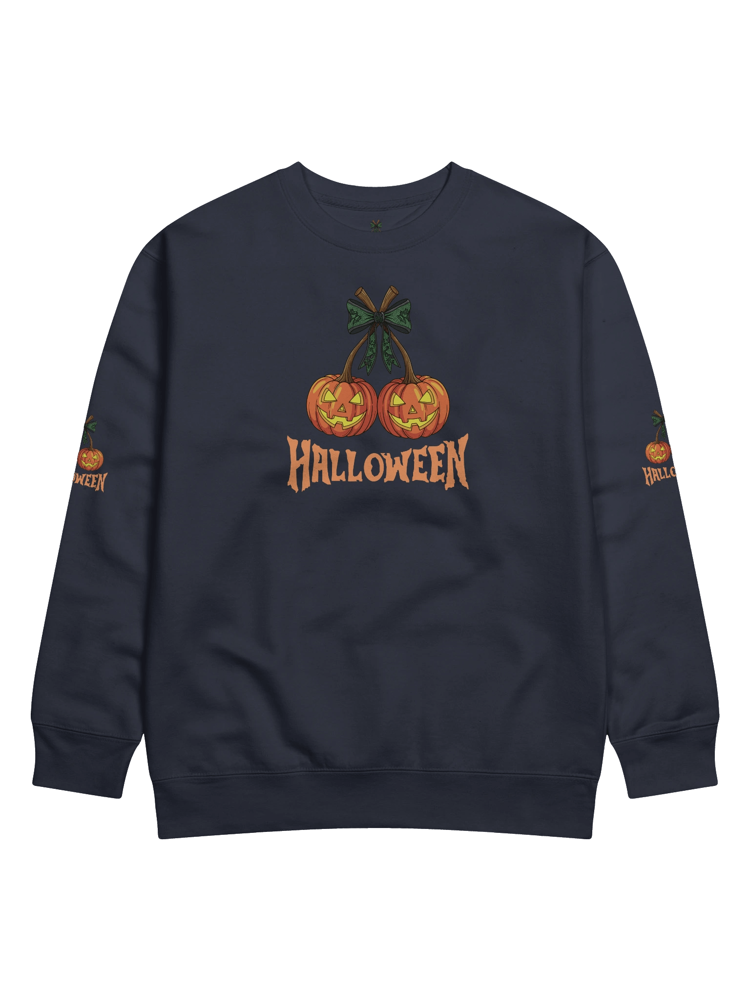 Halloween Pumpkin Sweatshirt – Spooky Twin Jack-O’-Lantern Graphic Design" product image (1)