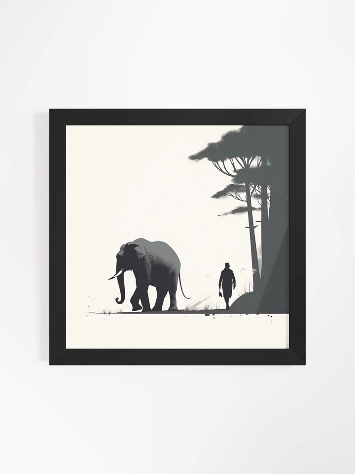 Minimalist Monochrome Wall Art - Elephant and Handler product image (1)