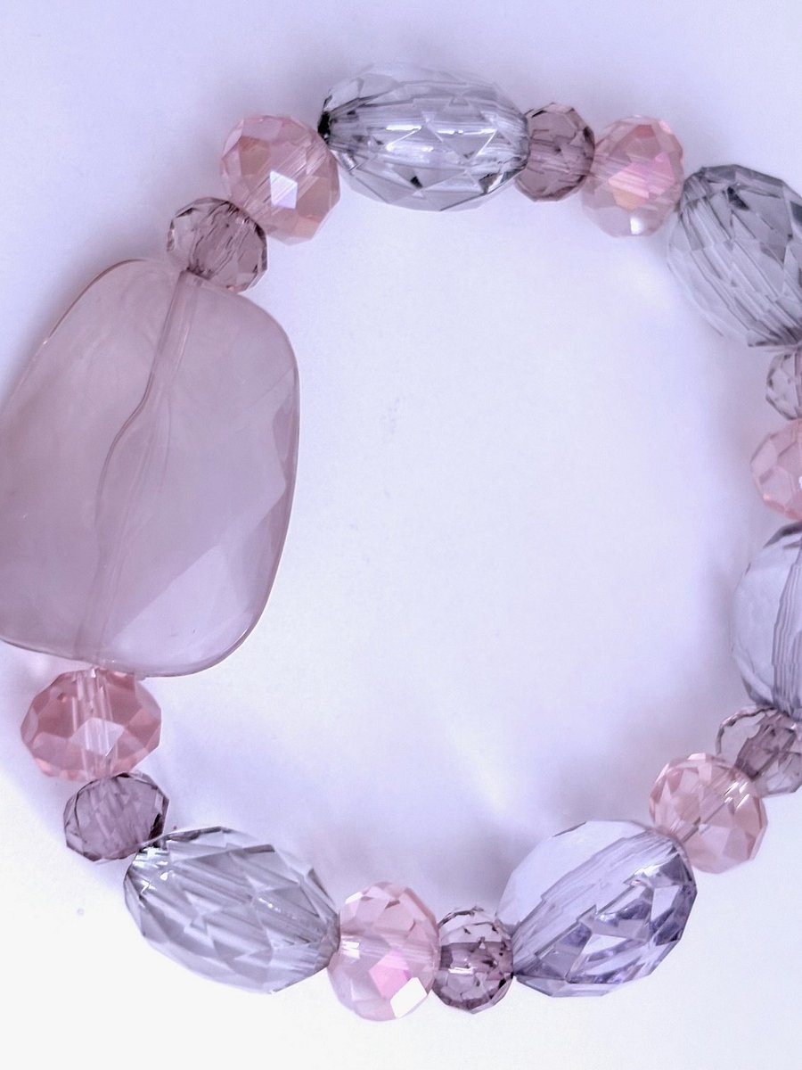 Dusty Rose Elegance | Faceted Glass Bead Bracelet | Handmade 7.5" Coastal Charm | by Monique Faella Designs™ | MFD-00048 product image (4)