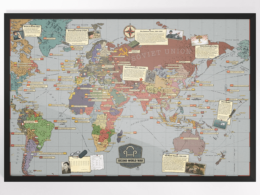 Ultimate WW2 Infographic Map | Framed w/Front Protector (RECOMMENDED) product image (4)