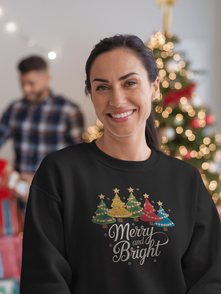 Merry and Bright Christmas Tree Crewneck Sweatshirt product image (1)