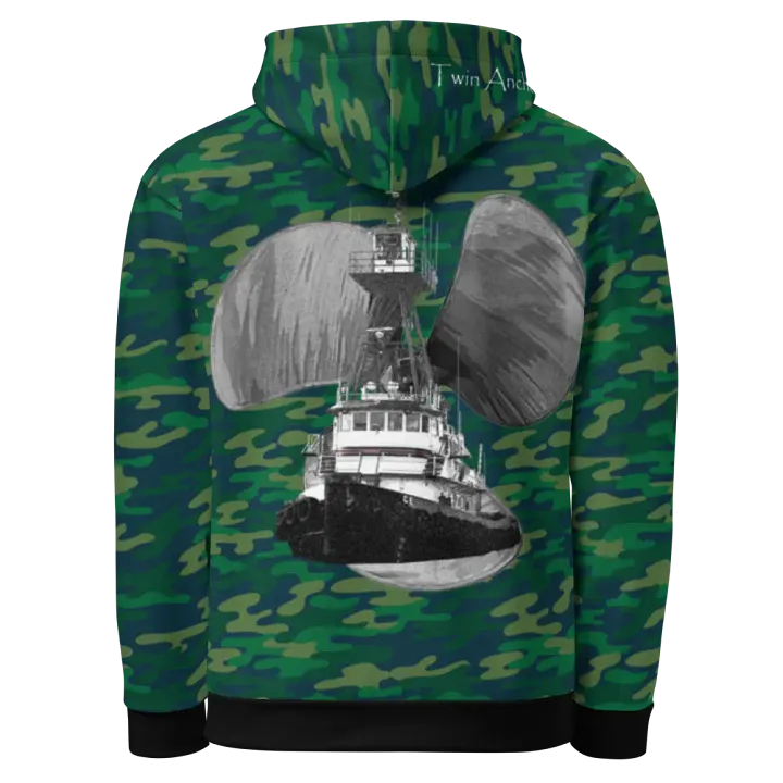 Teal Camouflage Three blade prop Tug CE Hoodie product image (1)