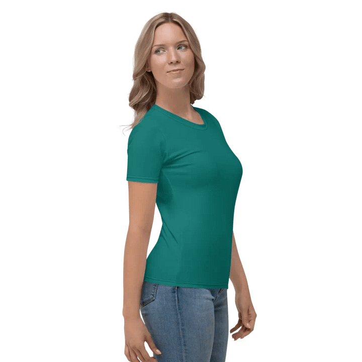 Plain Deep Sea Green Light Summer Women's Crewneck Polyester Heavyweight Premium T-Shirt by Treasure Pie product image (2)
