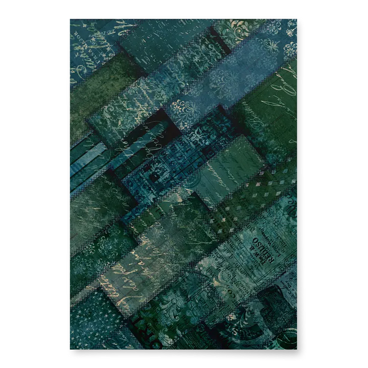 Elegant Vintage Green Blue Script Wrapping Paper product image (2)