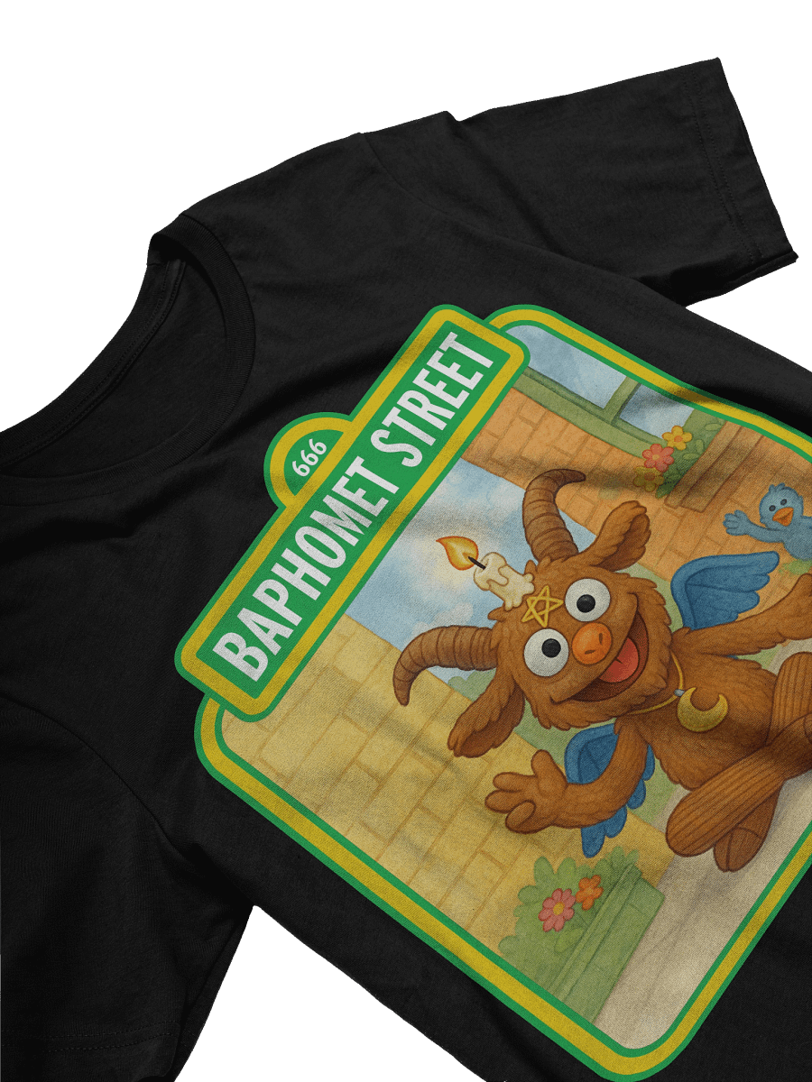 Baphomet Street: Where Horns Meet Hugs Parody Tee product image (30)