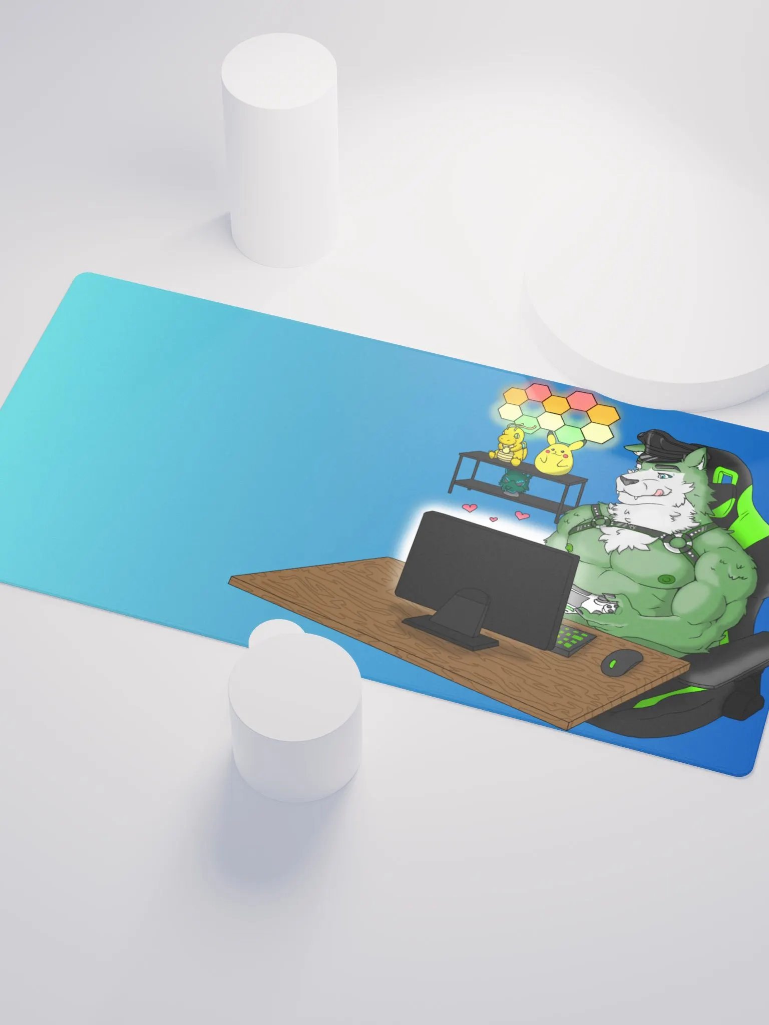 Cozy Wolf Dad Gaming Mouse Pad (Blue / Right) product image (3)