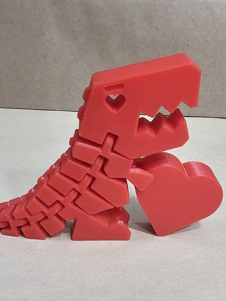 Flexi Rexy with Heart | 3D Printed Articulated Dinosaur Toy | Cute Valentine’s Gift | Fidget Desk Buddy | Dino Lover Gift product image (1)