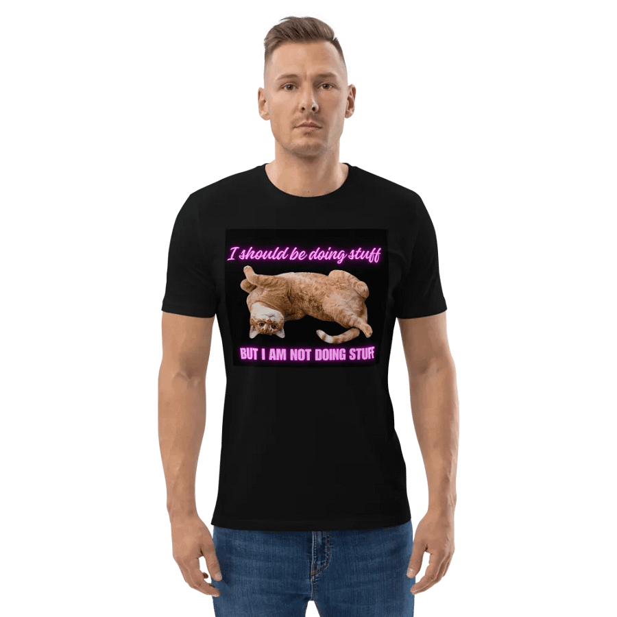 I should be doing stuff... cat shirt with logo on back. product image (5)