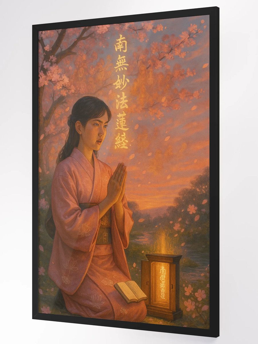 Chanting Gongyo Beneath the Blossoms – Nichiren Buddhist Wall Art product image (3)