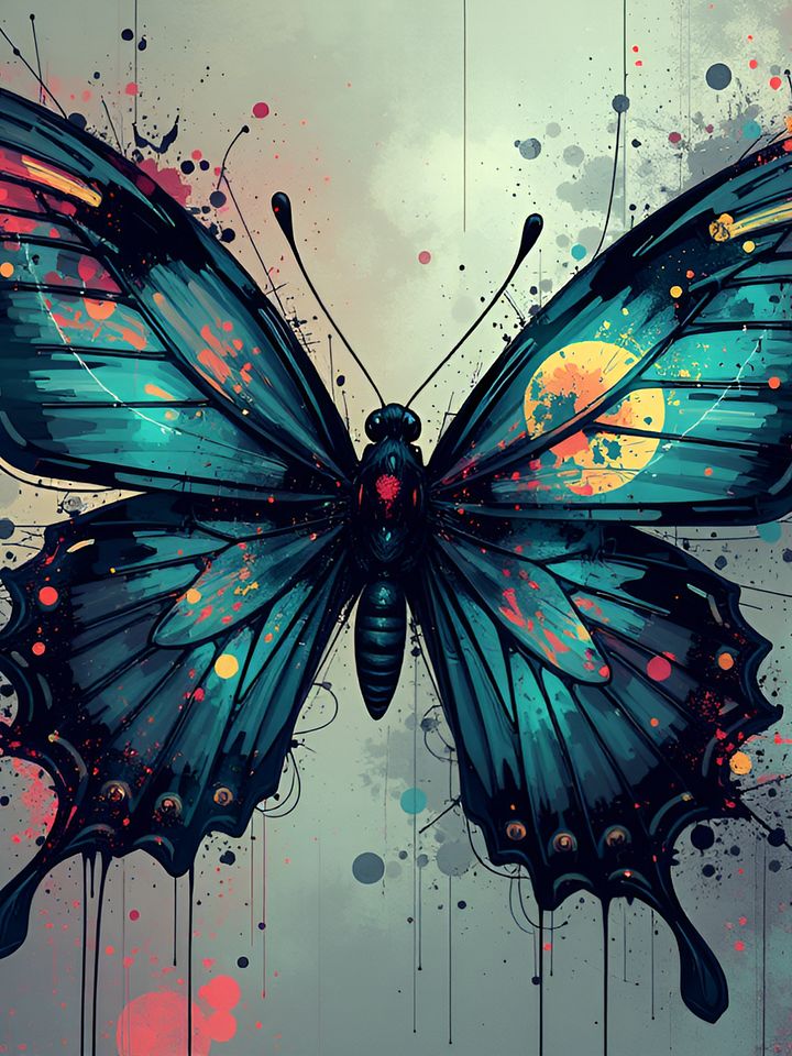 Butterfly Symphony - Abstract Neon Art Print product image (1)