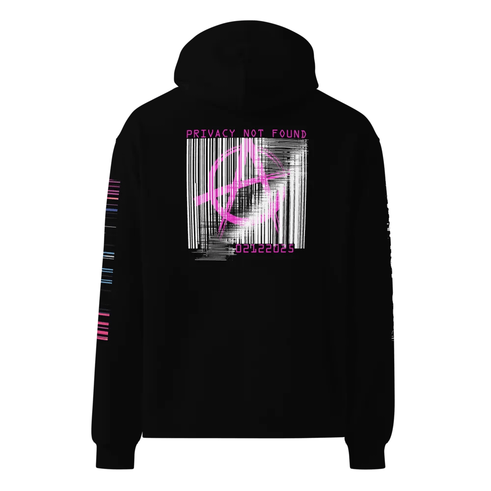 CYBERPUNK GLITCH PUNK UNISEX HOODIE - PRIVACY NOT FOUND, ANARCHIST DYSTOPIAN STREETWEAR product image (3)