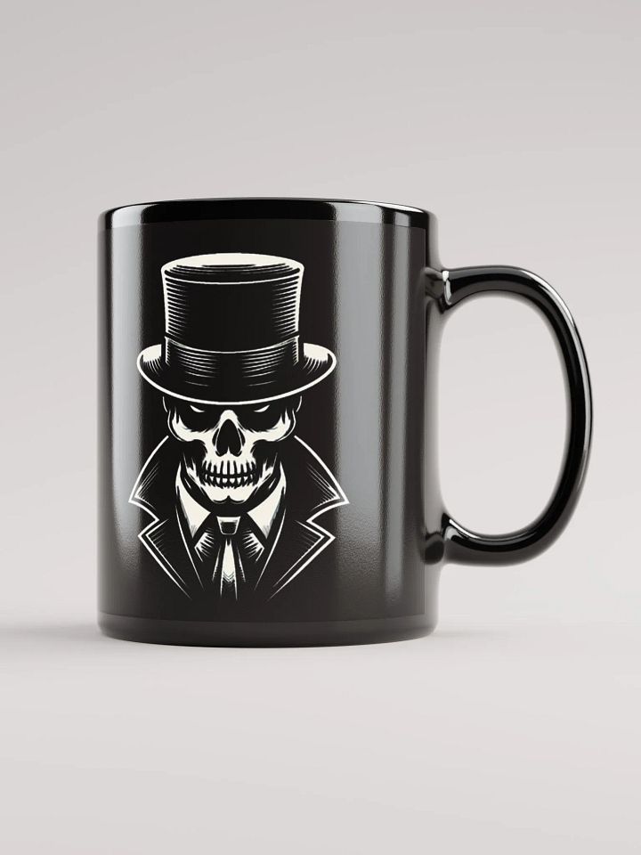 Skull in a Black Hat Black #Stylish Glossy Black Mug product image (1)