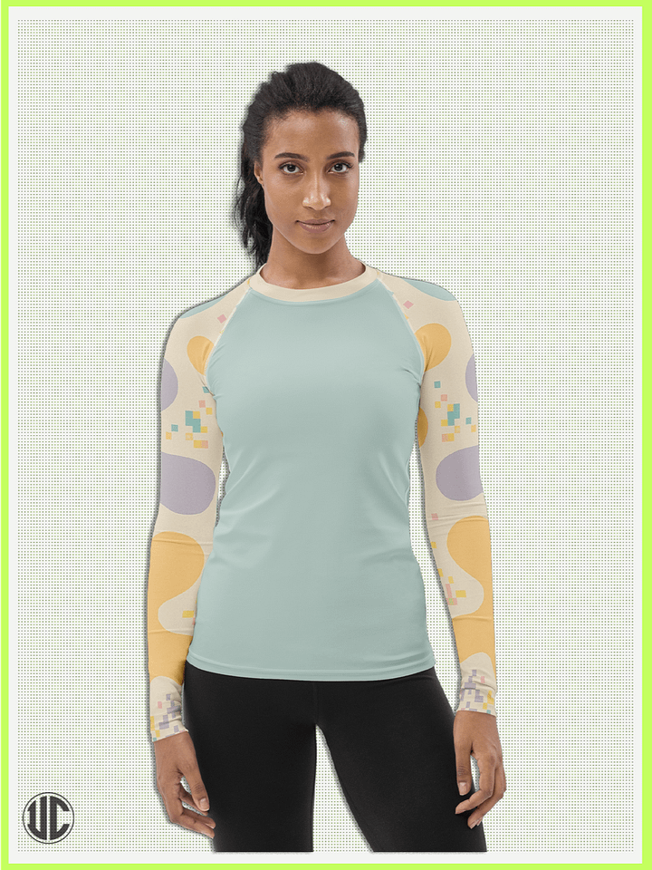 Theo's Digital Wave – Women’s Rash Guard product image (1)