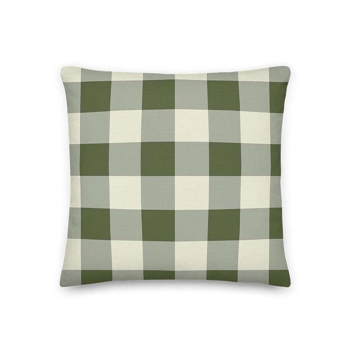 Green & Cream Gingham Throw Pillow – Fresh Boho Accent product image (1)