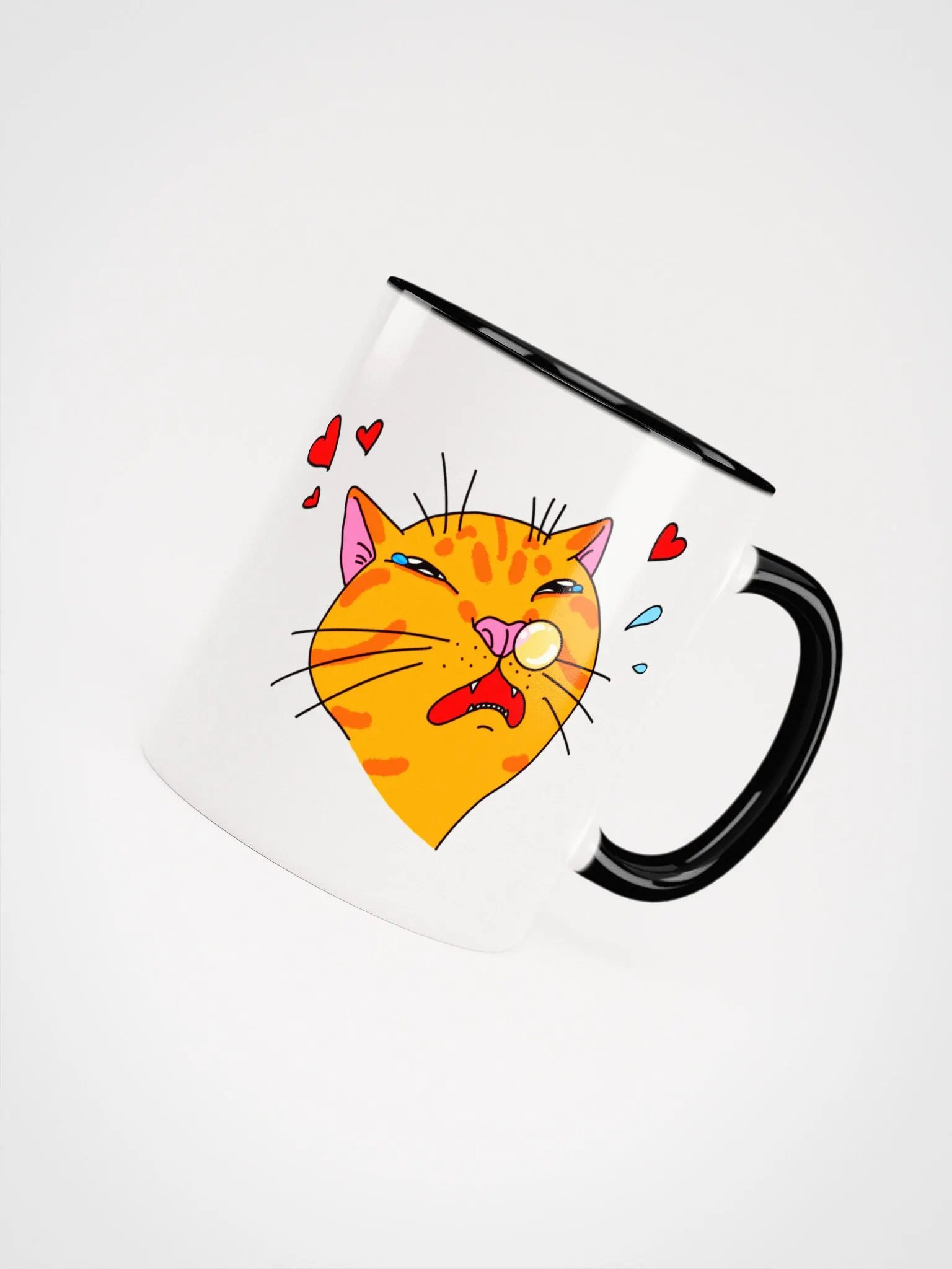 Achoo on You Orange Cat Mug Multicolored Rim product image (40)