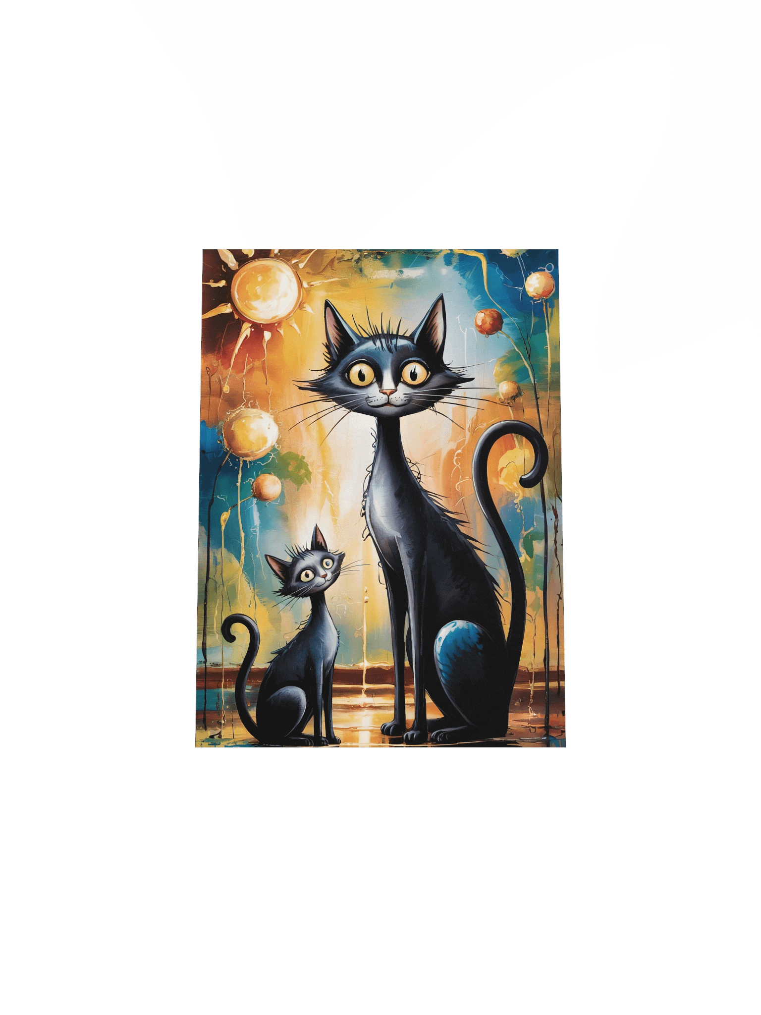 Whimsical Black Cats Poster – Painterly Sunlit Wall Art Poster product image (5)