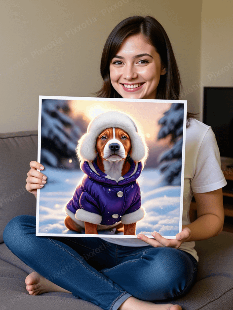 Custom Pet Portrait in Winter Coat – Dog or Cat Royal Digital Art from Photo product image (7)