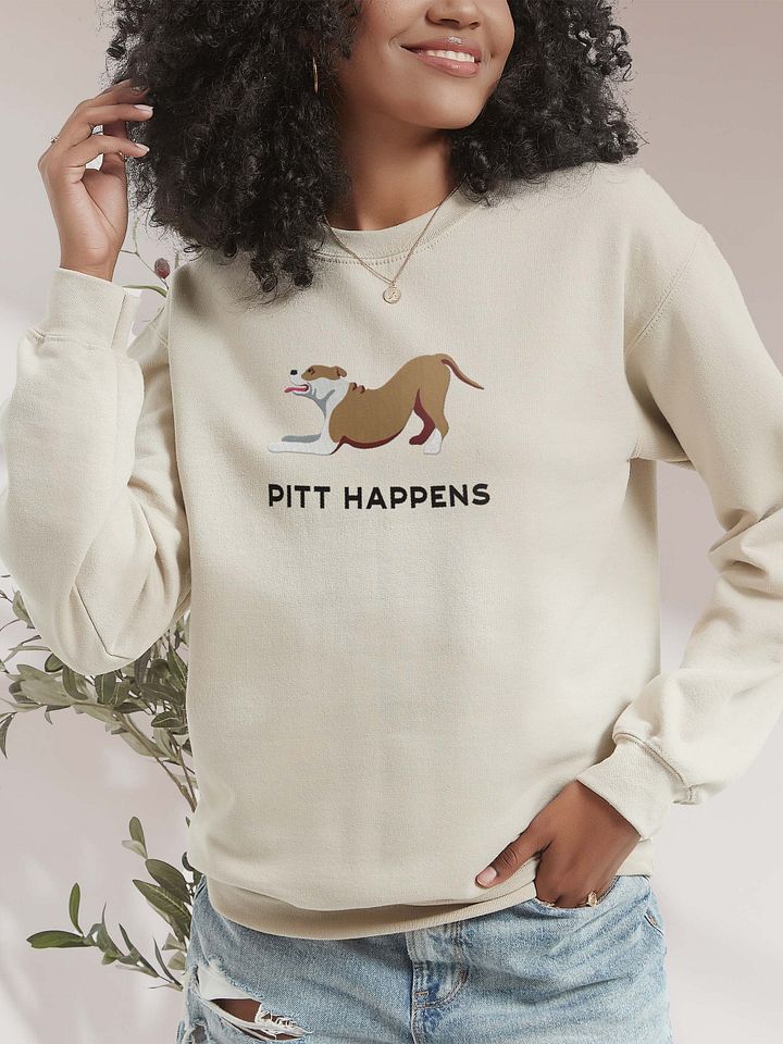 Pitt Happens Sweatshirt (Embroidered) of a Pitbull Terrier product image (2)
