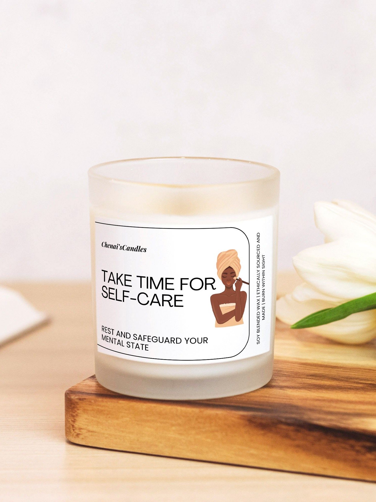 Wellness candle frosted glass product image (3)