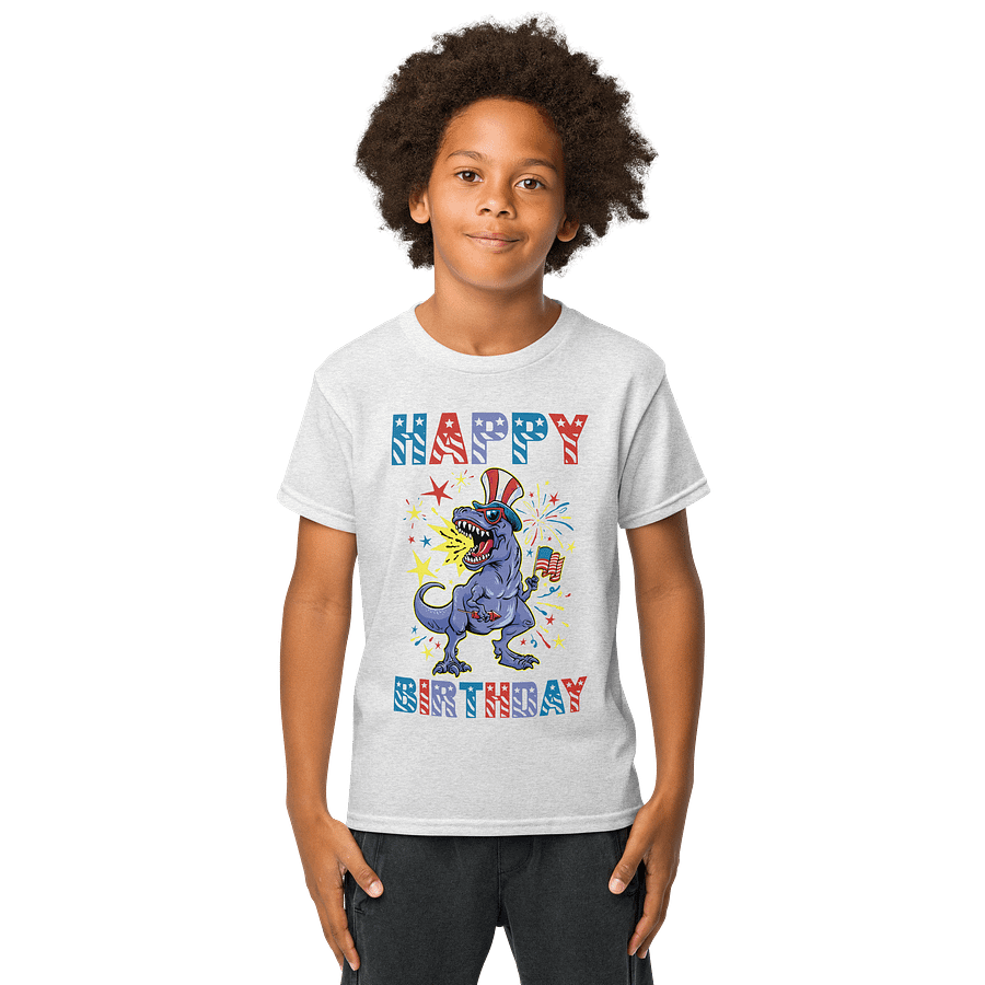 Happy Birthday (USA 4th Of July Dinosaur) T-Shirt For Kids product image (5)