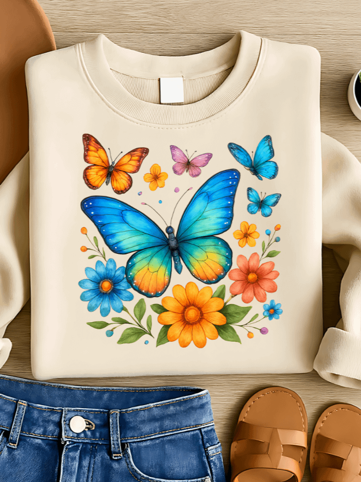 Colorful Butterflies Spring Sublimation PNG – Vibrant Butterfly Clipart for T-Shirts – Bright & Playful Seasonal Design – 300 DPI Instant Digital Download product image (1)