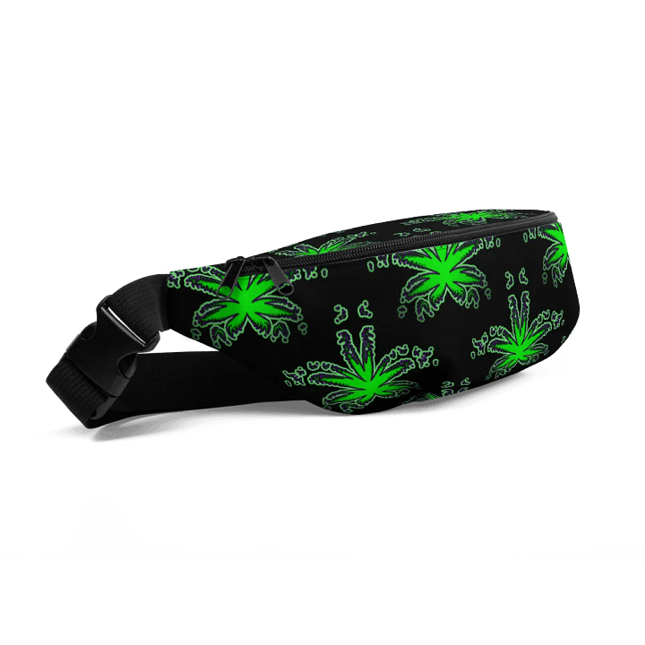 Black Green Purple Weed Leaf Fanny Pack, 420 Cannabis Bag, Stoner Fashion Accessory product image (2)