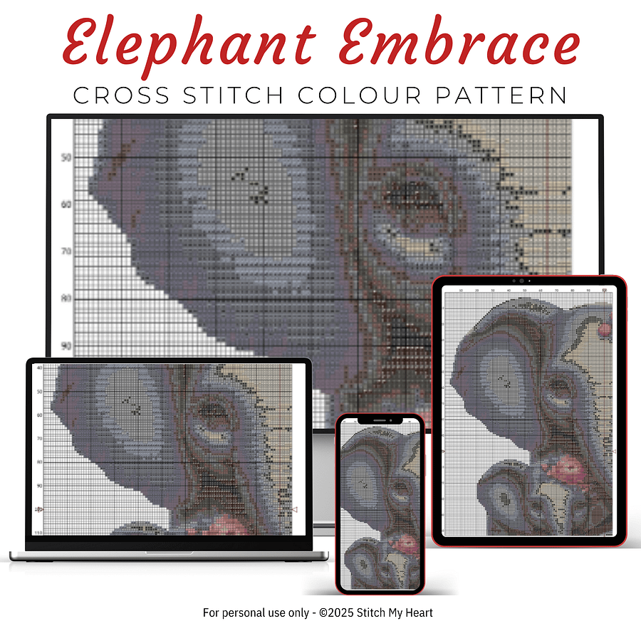Elephant Embrace Cross Stitch Pattern product image (3)