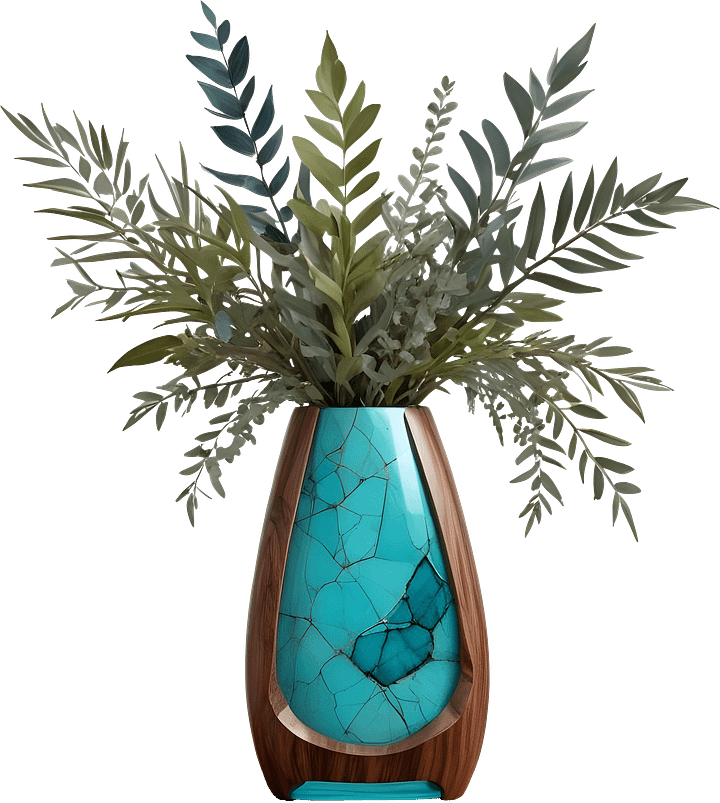 Song of Waves – Cracked Turquoise Vase PNG product image (1)