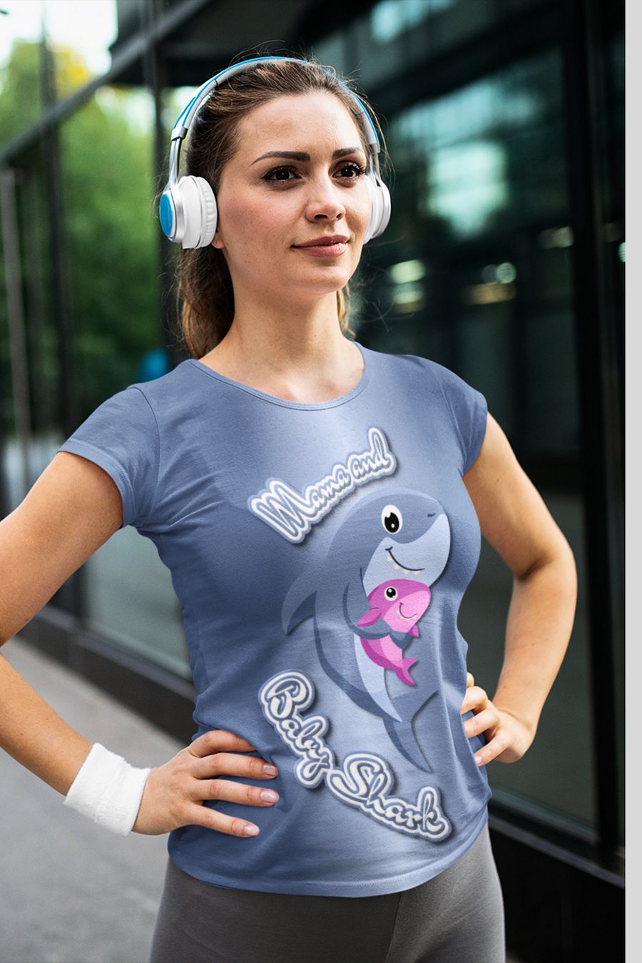 Mama and Baby Shark All Over Print T-shirt product image (1)