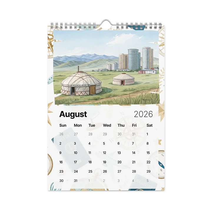 World Capitals Wall Calendar 2026 – Watercolor Journey Through 12 Hidden Gems Around the Globe product image (2)