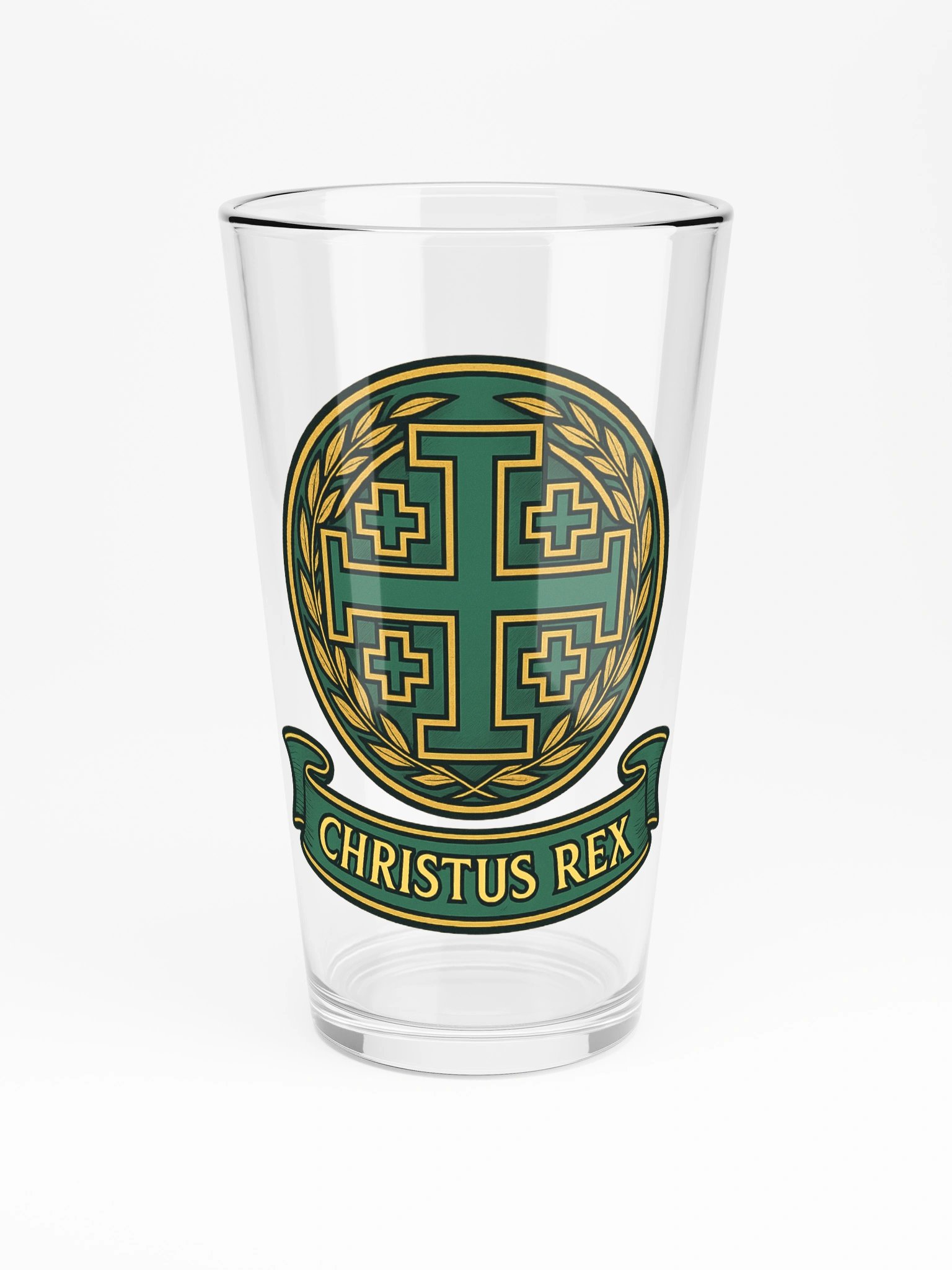Jerusalem Cross Christus Rex Pint glass product image (3)