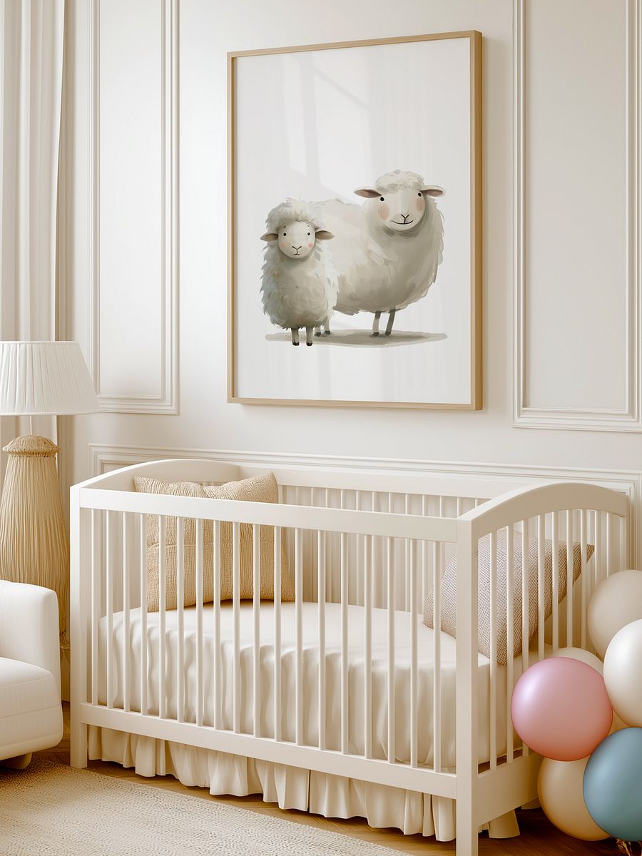 Two Cute Fluffy Sheep Nursery Print product image (1)