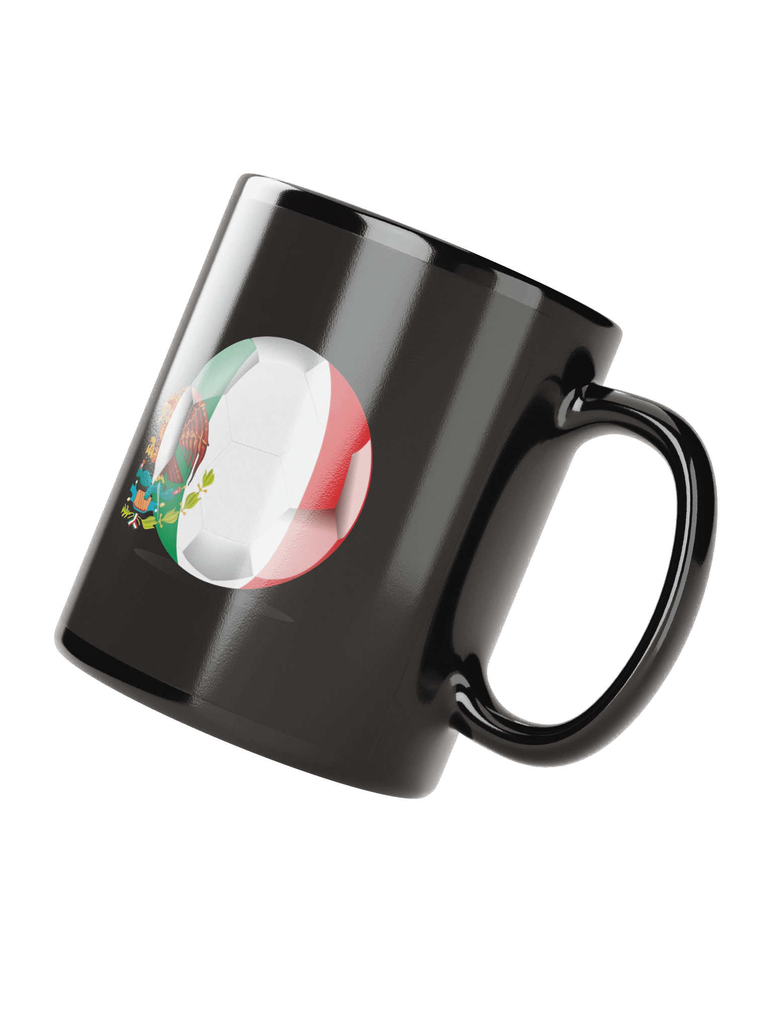 Mexico Flag Soccer Ball Black Coffee Mug (Double Sided Print) product image (3)