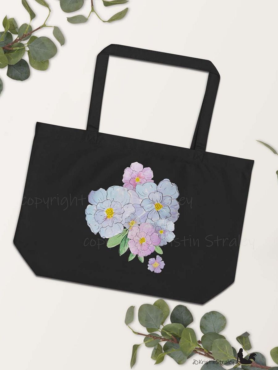 Gingham Blossoms - Blue Watercolor Floral Bouquet Art Print Lg product image (6)