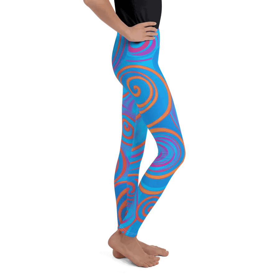 Funky Blue Dreams Liquid Tie-Dye Youth Leggings product image (4)