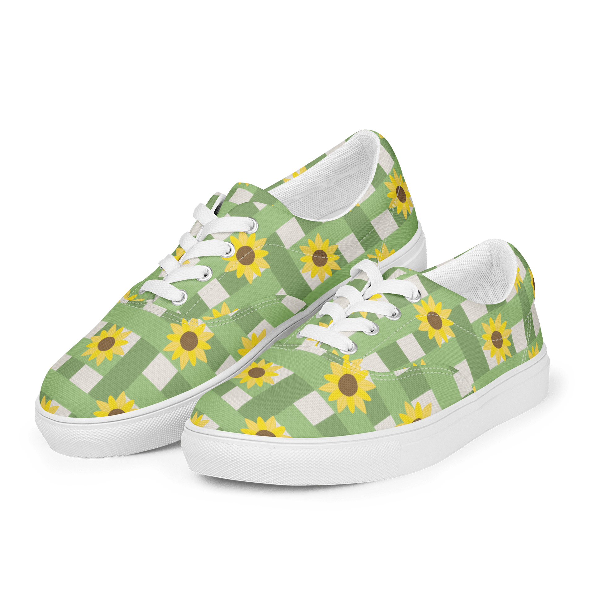 Sunflower Gingham Pattern Lace-Up Shoes in Green product image (4)