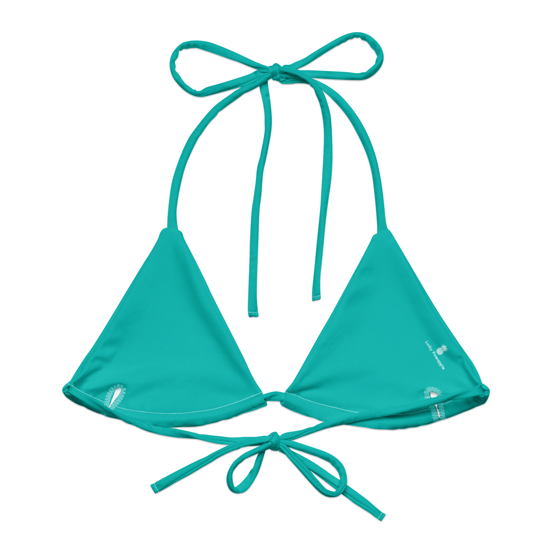 Aquamarine Blue Solid Color String Bikini Top product image (2)