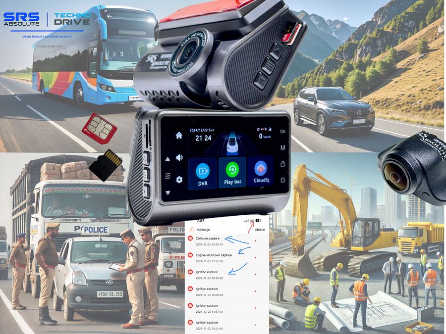 SRS ABSOLUTE 3K 4G Dash Cam| 24x7 Remote Audio-Video Monitor| Record/Download/Playback/Live/Call/Zoom| GPS Track| GeoTag Hyper Lapse|PIP WI-FI HotSpot| G-Sensor/Motion Sensor|1TB MicroSD support-S44GC product image (1)