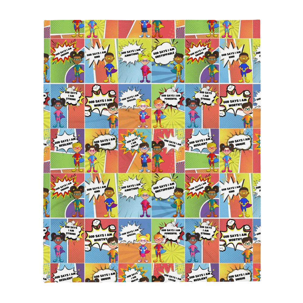 God Says I Am.. Affirmations-Retro Christian Comic Throw Blanket product image (2)