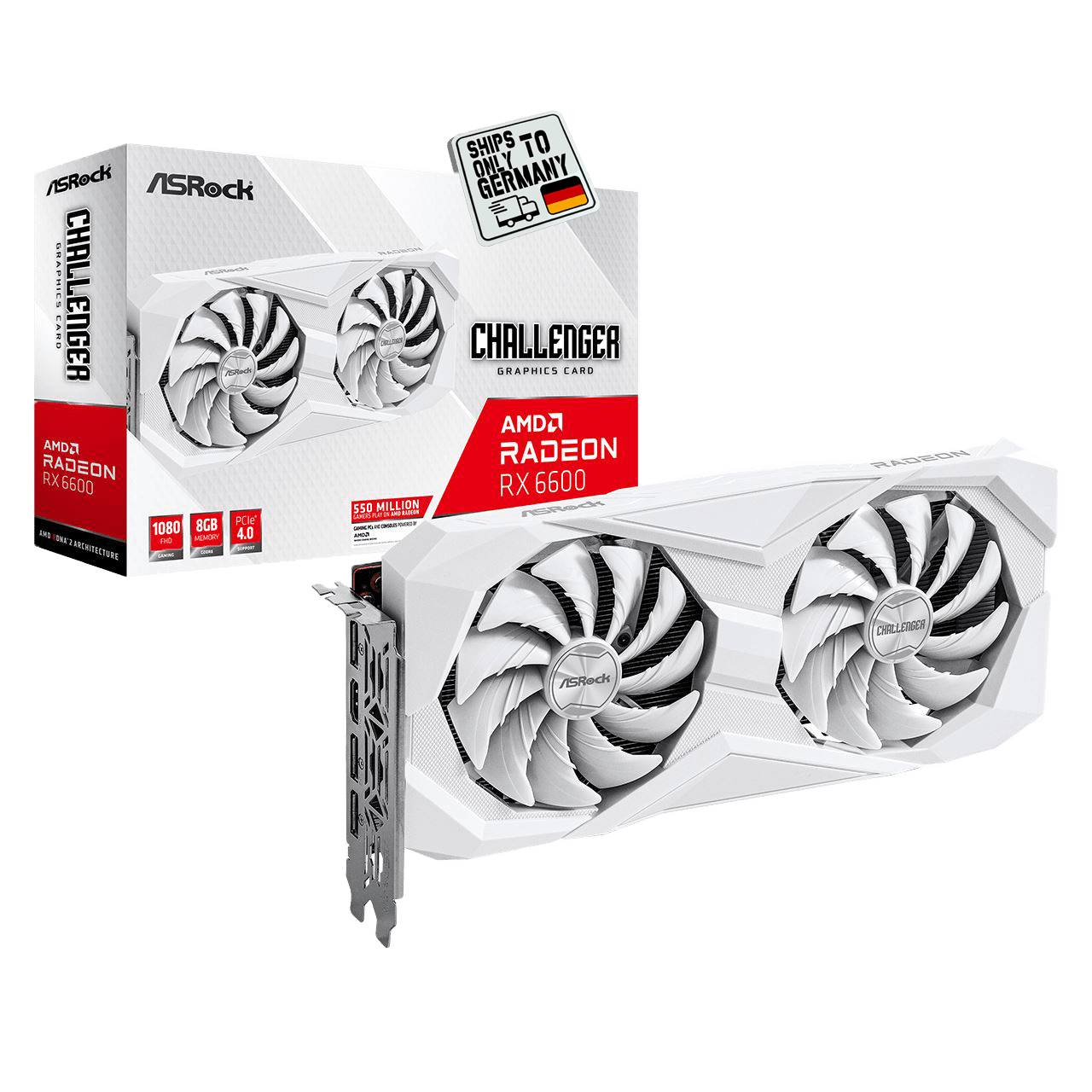 🇩🇪 8GB ASRock Radeon RX 6600 Challenger White Active PCIe 4.0 x16 (x8) (Retail) product image (1)