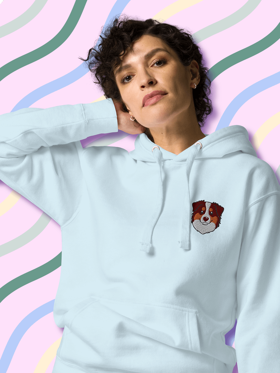 Cheerful Australia Shepherd Embroidered Cotton Hoodie product image (3)